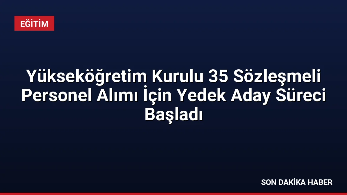 Yükseköğretim Kurulu 35 Sözleşmeli Personel Alımı İçin Yedek Aday Süreci Başladı