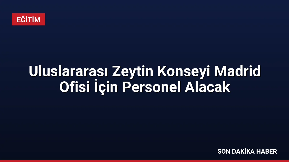 Uluslararası Zeytin Konseyi Madrid Ofisi İçin Personel Alacak